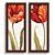 Kit 2 Quadros Lavabo Efeito Vermelho Sala Flor Pintura - Imagem 2