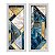 Kit 2 Quadros Lavabo Branco Dourado Mosaico Azul Geométrico - Imagem 1