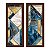 Kit 2 Quadros Lavabo Branco Dourado Mosaico Azul Geométrico - Imagem 2