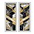 Kit 2 Quadros Lavabo Dourado Mármore Preto Cinza Sala Formas - Imagem 1