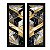 Kit 2 Quadros Lavabo Dourado Mármore Preto Cinza Sala Formas - Imagem 3