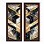 Kit 2 Quadros Lavabo Dourado Mármore Preto Cinza Sala Formas - Imagem 2