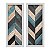 Kit 2 Quadros Lavabo Azul Branco Cinza Chevron Madeira Sala - Imagem 1