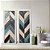 Kit 2 Quadros Lavabo Azul Branco Cinza Chevron Madeira Sala - Imagem 6