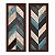 Kit 2 Quadros Lavabo Azul Branco Cinza Chevron Madeira Sala - Imagem 2