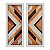 Kit 2 Quadros Lavabo Chevron Laranja Branco Listras Preto - Imagem 1