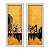 Kit 2 Quadros Lavabo Prédios Efeito Preto Dourado Branco - Imagem 1