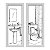 Kit 2 Quadros Lavabo Preto Desenho Banheiro Sketch Branco - Imagem 1