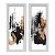 Kit 2 Quadros Lavabo Linhas Abstrato Preto Manchas Dourado - Imagem 1