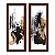 Kit 2 Quadros Lavabo Linhas Abstrato Preto Manchas Dourado - Imagem 2