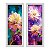 Kit 2 Quadros Lavabo Roxo Azul Colorido Galáxia Floral Flor - Imagem 1