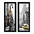 Kit 2 Quadros Lavabo Preto Táxi Amarelo Branco Urbano Cidade - Imagem 3