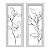 Kit 2 Quadros Lavabo Ramos Moderno Folhas Linha Abstrato - Imagem 1