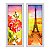 Kit 2 Quadros Lavabo Vermelho Floral França Paris Pintura - Imagem 1