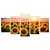 Kit Quadros Mosaico Gira Planta Entardecer Sala Sol - Imagem 1