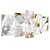 Kit Quadros Mosaico Dourado Lírio Flor Elegante Branco - Imagem 2