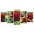 Kit Quadros Mosaico Verde Foco Flor Floral Vermelho Rosa - Imagem 1