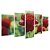 Kit Quadros Mosaico Verde Foco Flor Floral Vermelho Rosa - Imagem 2