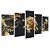 Kit Quadros Mosaico Rosa Ramos Folhas Arte Gold Digital - Imagem 2