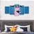 Kit Quadros Mosaico Arte Coragem Rosa Covarde Cão Desenho - Imagem 4