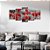 Kit Quadros Mosaico Vermelho Flor Cinza Sala Floral Papoula - Imagem 4