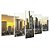 Kit Quadros Mosaico Horizonte Urbano Cidade Prédios Sol Pôr - Imagem 2