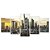 Kit Quadros Mosaico Horizonte Urbano Cidade Prédios Sol Pôr - Imagem 1