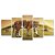 Kit Quadros Mosaico Tigres Felino Pôr do Sol Campo Verde - Imagem 1