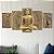 Kit Quadros Mosaico Estatua Buda Sala Dourado Religioso - Imagem 3