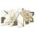 Kit Quadros Mosaico Gold Sala Branco Flor Floral Dourado - Imagem 2