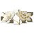 Kit Quadros Mosaico Gold Sala Branco Flor Floral Dourado - Imagem 1