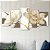 Kit Quadros Mosaico Gold Sala Branco Flor Floral Dourado - Imagem 3