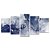 Kit Quadros Mosaico Dourado Azul Mármore Branco Tinta Óleo - Imagem 1