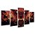Kit Quadros Mosaico Vermelho Engrenagens Tigre Abstrato - Imagem 2