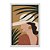 Quadro Decorativo Mulher De Chapéu Fundo Bege Folhas Verdes - Imagem 1