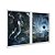 Kit Dois Quadros Decorativos Abstrato Astronauta Observando Burado de Minhoca - Imagem 2