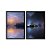 Kit Dois Quadros Decorativos Contraste Entre Cidades Por Do Sol Noite - Imagem 3