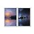 Kit Dois Quadros Decorativos Contraste Entre Cidades Por Do Sol Noite - Imagem 1