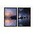 Kit Dois Quadros Decorativos Contraste Entre Cidades Por Do Sol Noite - Imagem 5