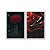 Kit Dois Quadros Decorativos Guarda Chuva Vermelho Tons de Vermelho - Imagem 1