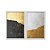 Kit Dois Quadros Decorativos Abstrato Textura Parede Dourado Branco E Preto - Imagem 1