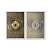 Kit Dois Quadros Decorativos Abstrato Circulos E Ranhaduras Dourados - Imagem 1