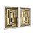 Kit Dois Quadros Decorativos Abstrato Detalhes Dourados Brancso e Pretos - Imagem 2