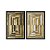 Kit Dois Quadros Decorativos Abstrato Detalhes Dourados Brancso e Pretos - Imagem 3
