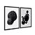 Kit Dois Quadros Decorativos Contraste Entre Formas Geométricas 3D Preto E Branco - Imagem 4