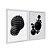 Kit Dois Quadros Decorativos Contraste Entre Formas Geométricas 3D Preto E Branco - Imagem 2