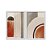 Kit Dois Quadros Decorativos Formas Geométricas Efeito Aquarela Marrom E Vermelho - Imagem 1
