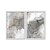 Kit Dois Quadros Decorativos Manchas de Aquarelas Cinzas Com Detalhes Dourados - Imagem 1
