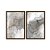 Kit Dois Quadros Decorativos Manchas de Aquarelas Cinzas Com Detalhes Dourados - Imagem 5