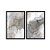 Kit Dois Quadros Decorativos Manchas de Aquarelas Cinzas Com Detalhes Dourados - Imagem 3